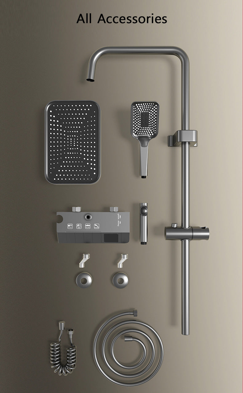 Contemporary Bathtub and Shower System with Digital LED Display