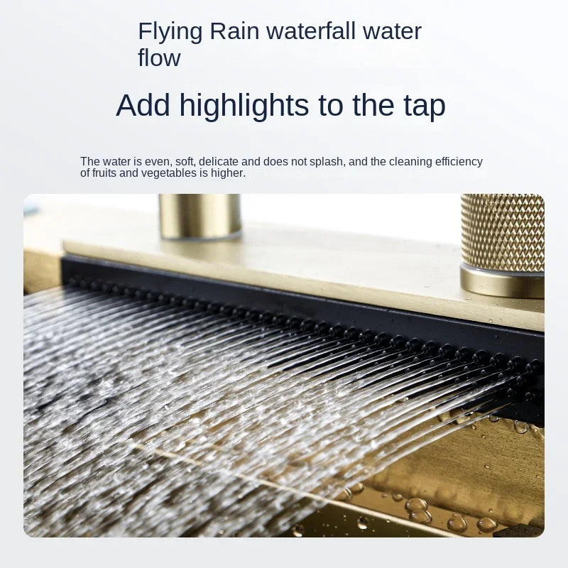 Gold Stainless Steel Kitchen Waterfall Sink