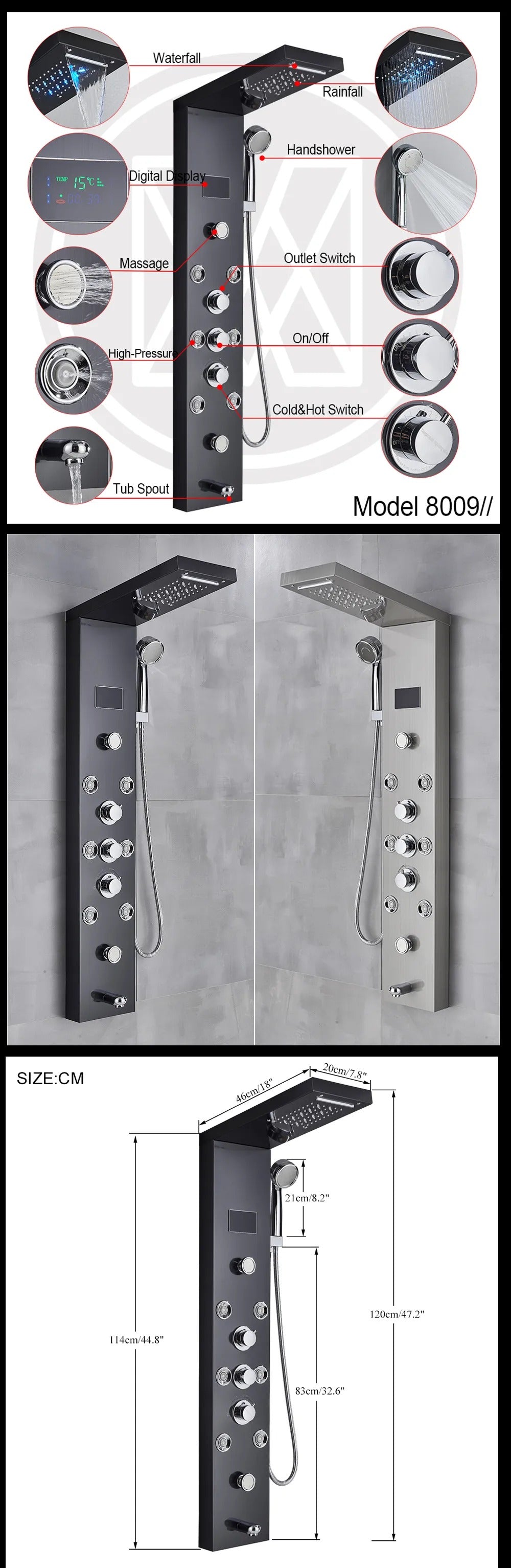 Luxury Shower Panel with Massage